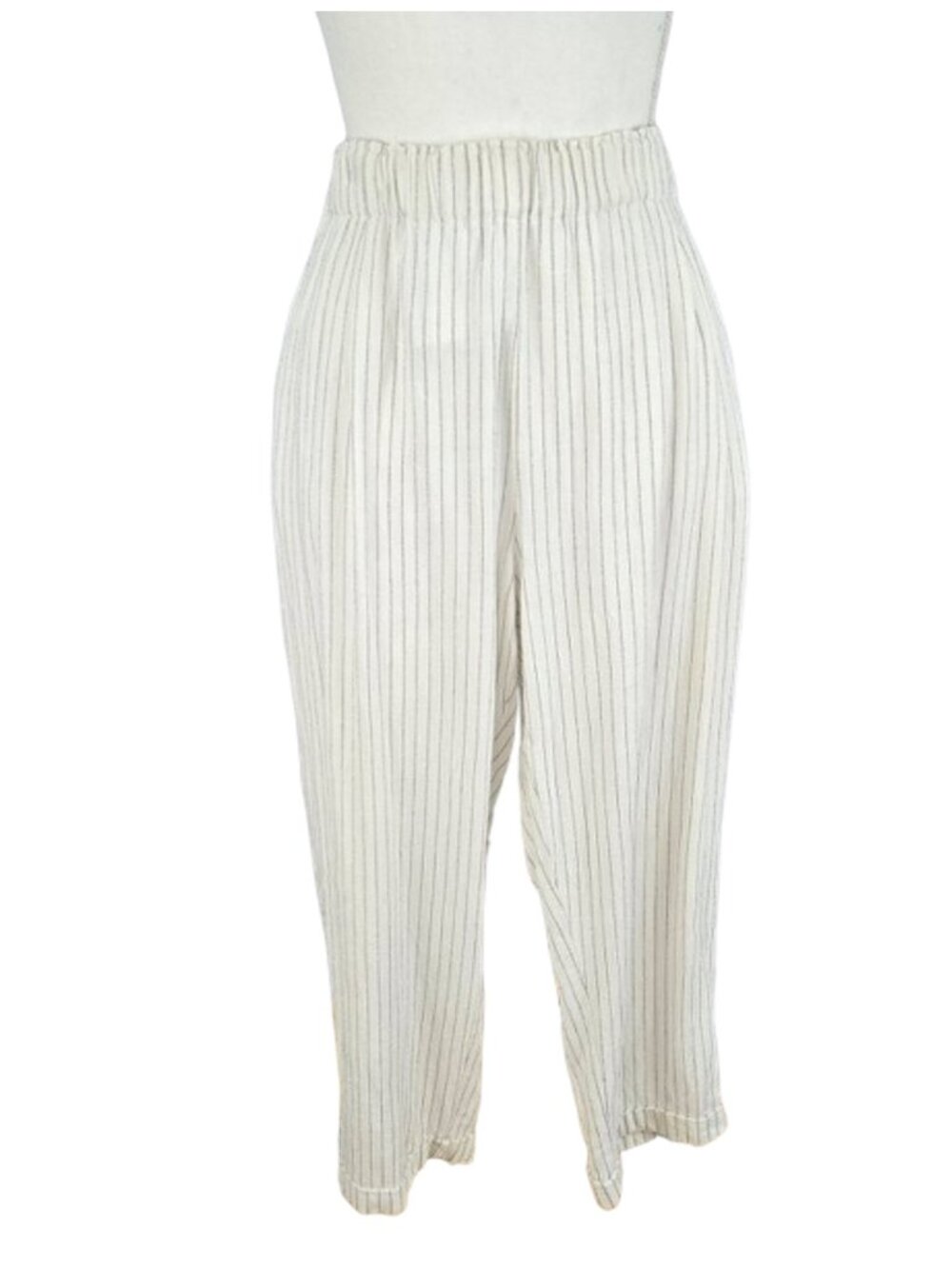 Lucy Paris Striped Wide Leg Pants Medium Linen Blend Coastal Boho